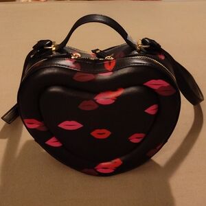 Heart-Shaped Black and Pink Designer Bag